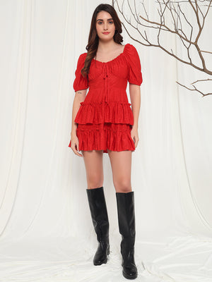 TANDUL  Women Fit and Flare Red Dress