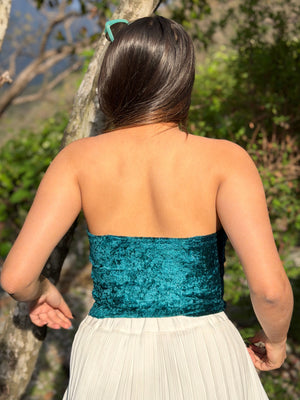 TANDUL Casual Sleeveless Solid Women Teal Top