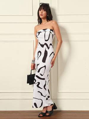 TANDUL Women White and Black Printed Dress