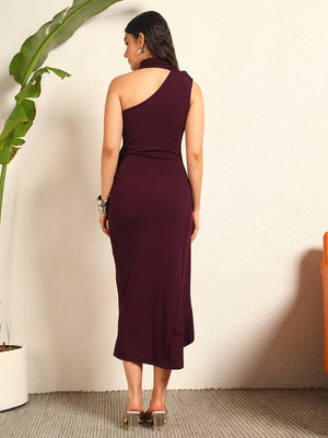 TANDUL Women Solid Purple Frills Dress