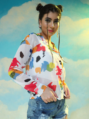 TANDUL  Women Regular Fit Printed Lapel Collar Casual Shirt