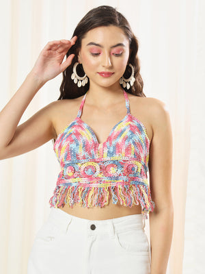 TANDUL  Casual Sleeveless Printed Women Multicolor Top