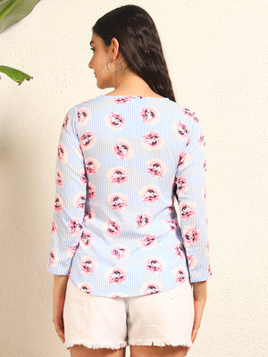 TANDUL  Casual Regular Sleeves Floral Print Women Multicolor Top