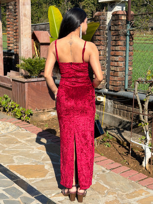 TANDUL Women Stunning Maroon Velvet Bodycon Dress