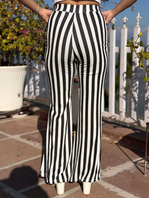 TANDUL Women Chic Black and White Striped Trouser