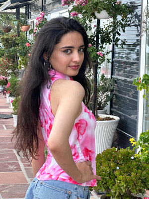 TANDUL Wome Pink  Floral Sleeveless Shirt