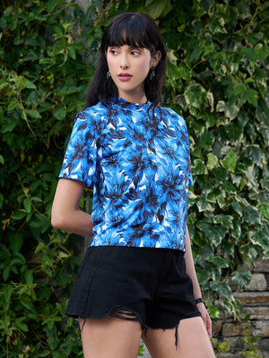 TANDUL Women Blue Floral Printed T-shirt