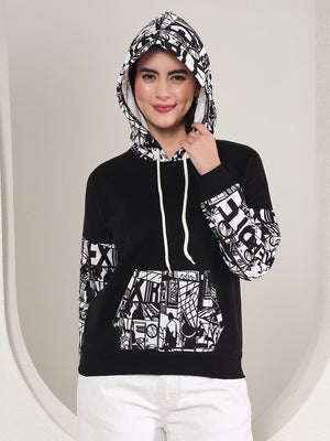 TANDUL  Women Full Sleeve Printed Hooded Sweatshirt