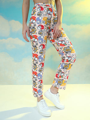 TANDUL  Women Regular Fit Multicolor Lycra Blend Trousers