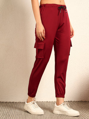 TANDUL  Regular Fit Women Red Viscose Blend Trousers