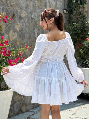 TANDUL Women White  Solid Flared Dress