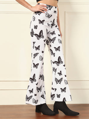 TANDUL Women White Butterfly Printed Trouser