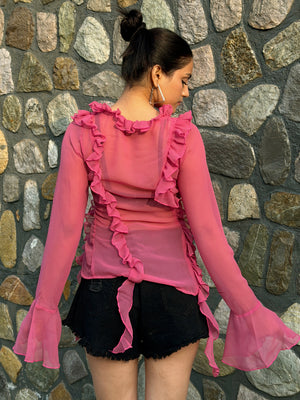 TANDUL Women Exquisite Pink Frill Top