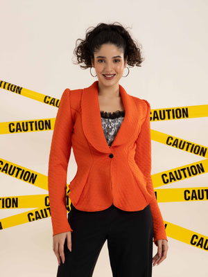 TANDUL Women Elegant Orange Blazer
