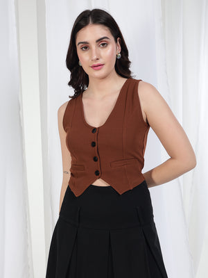 TANDUL Solid Women Waistcoat