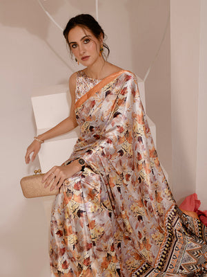 ELTIRE Exquisite Printed Bollywood Style Satin Saree