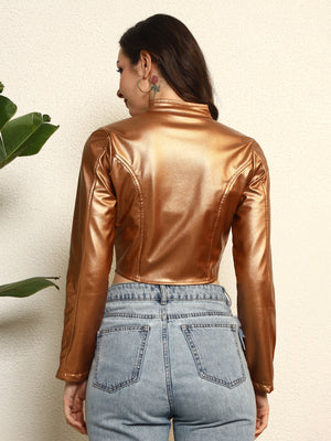 TANDUL  Women Solid Leather Jacket