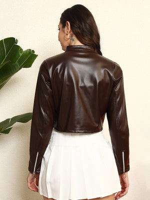 TANDUL Women Stunning Brown Leather Jacket