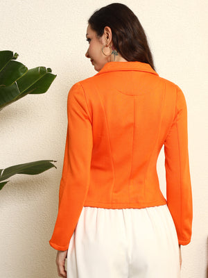 TANDUL Women Solid Orange Color Blazer