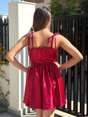 TANDUL Women Pretty Maroon Satin Dress