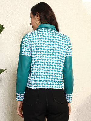 TANDUL  Women Houndstooth Fleece Jacket