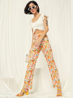 TANDUL  Women Regular Fit Multicolor Lycra Blend Trousers