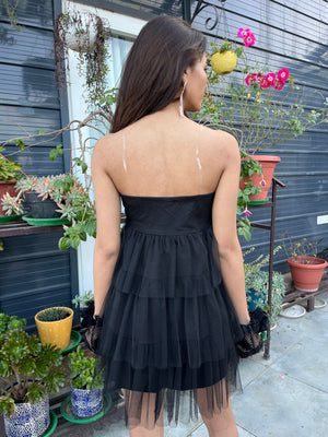 TANDUL Women Stunning Black Net Dress