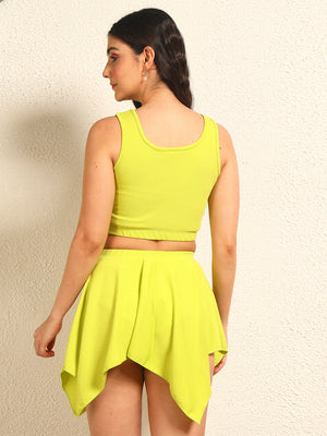 TANDUL Women Stunning Lime Green Top and Skirt