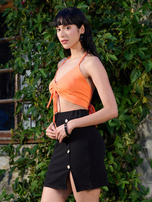TANDUL Women Orange Crop Top