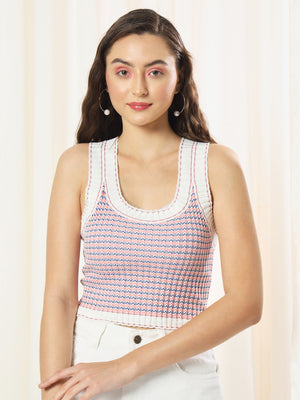 TANDUL  Casual Sleeveless Printed Women Multicolor Top