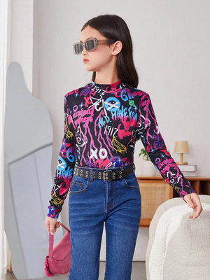 TANDUL Girls Casual Lycra Blend Top  (Multicolor, Pack of 1)