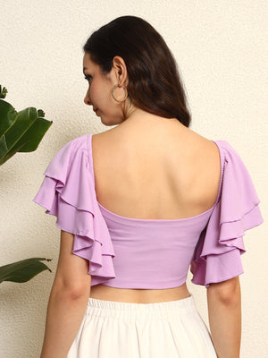TANDUL Women Lavender Crop Top