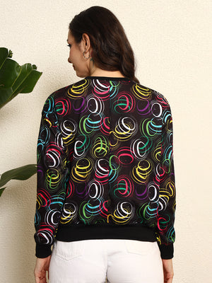 TANDUL Women Printed Black Sweatshirt