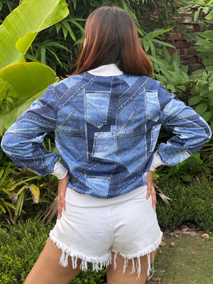 TANDUL Women Denim Patterned Jacket