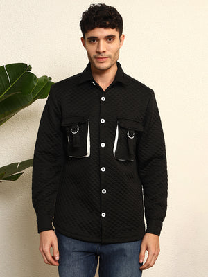 TANDUL Men's Stylish Black Quilt Jacket