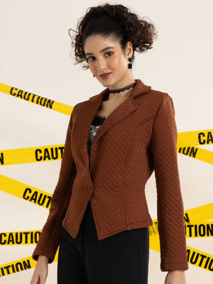 TANDUL Women Elegant Brown Blazer