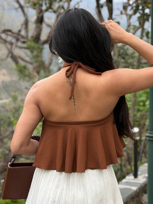 TANDUL Women Stunning Front Detailed Brown Top