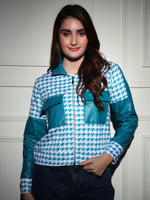TANDUL  Women Houndstooth Fleece Jacket
