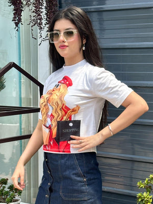 TANDUL Printed Women Round Neck Multicolor T-Shirt
