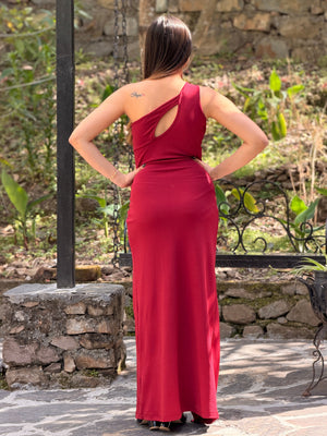 TANDUL Women Exquisite High Slit Maroon Dress