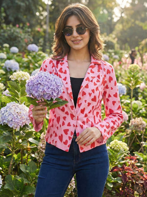 TANDUL Fleece Floral Print Coat