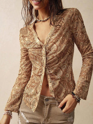 TANDUL  Women Comfort Fit Fit Printed Slim Collar Casual Shirt