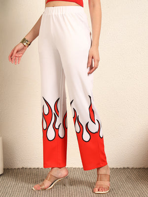 TANDUL Women Striking Flame-Emblazoned Trouser