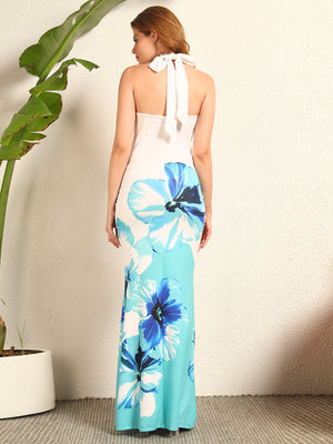 TANDUL Women Stunning White and Blue Floral Printed Dress