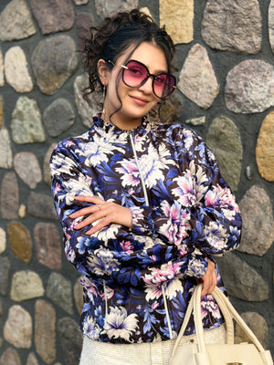 TANDUL Women Floral Print Puffer Jacket