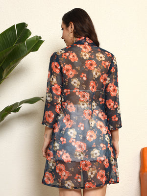 TANDUL Women Floral Printed Georgette Shrug