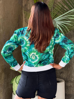 TANDUL Women Stunning Green Tie-Dye Sweatshirt