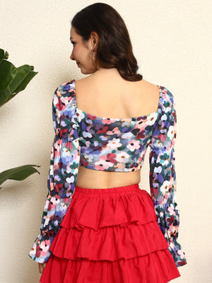 TANDUL Women Multicolor Floral Crop Top