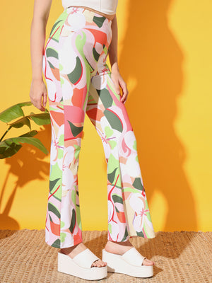 TANDUL  Women Regular Fit Multicolor Lycra Blend Trousers