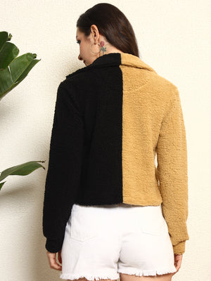TANDUL Women Black and Brown Fur Jacket